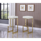 Best Master Furniture Dorrington Faux Leather Backless Bar Stool in White/Gold (Set of 2)
