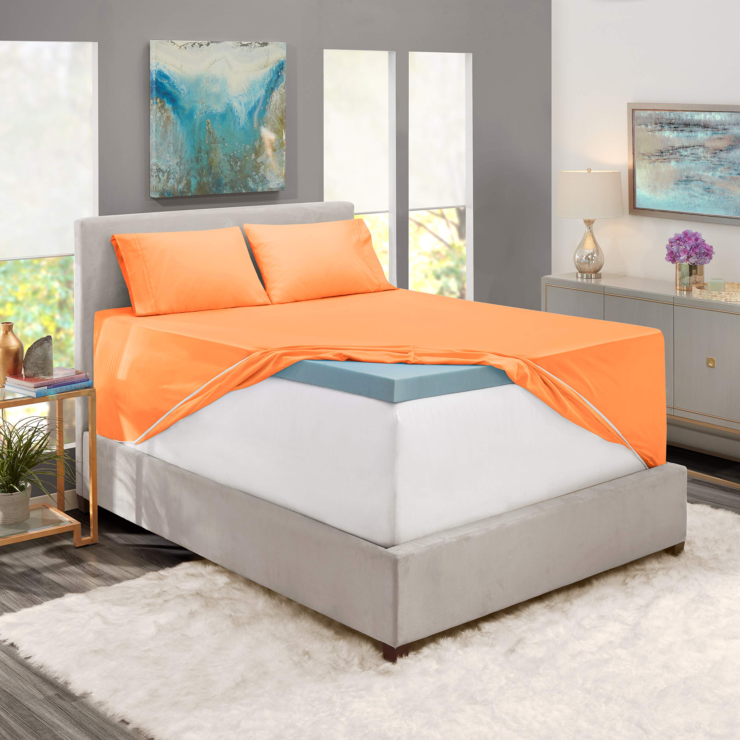 Nestl Extra Deep Pocket Sheets - Fits Mattress 18-24 Inches Deep, Extra Deep Pocket Twin Sheets Sets, 4 Piece Twin Size Sheets, Twin Sheets Deep Pocket, Apricot Buff Orange Sheets