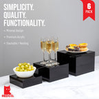 Red Co. Set Of 3 Glossy Black Acrylic Cube Display Nesting Risers With Hollow Bottoms - 2 Pack