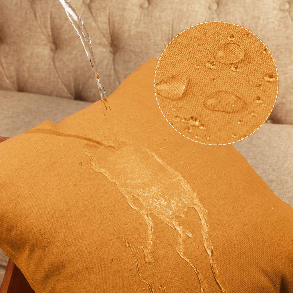 4 Pack Decorative Outdoor Waterproof Throw Pillow Covers, Square Patio Balcony Garden Waterproof Cushion Case, Pu Coating Pillow Shell For Couch, Bed, Patio, Sofa, Tent,18 X 18 Inch (Light Orange)
