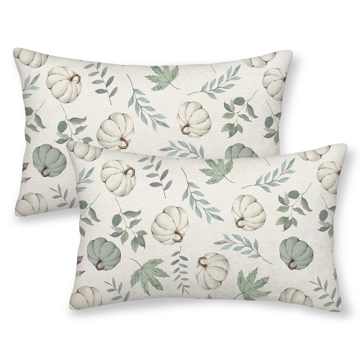 Fall Pillow Covers 12X20 Set Of 2 Pumpkin And Maple Leaf Fall Decor Pillowcase Linen Autumn Thanksgiving Decorative Outdoor Thro