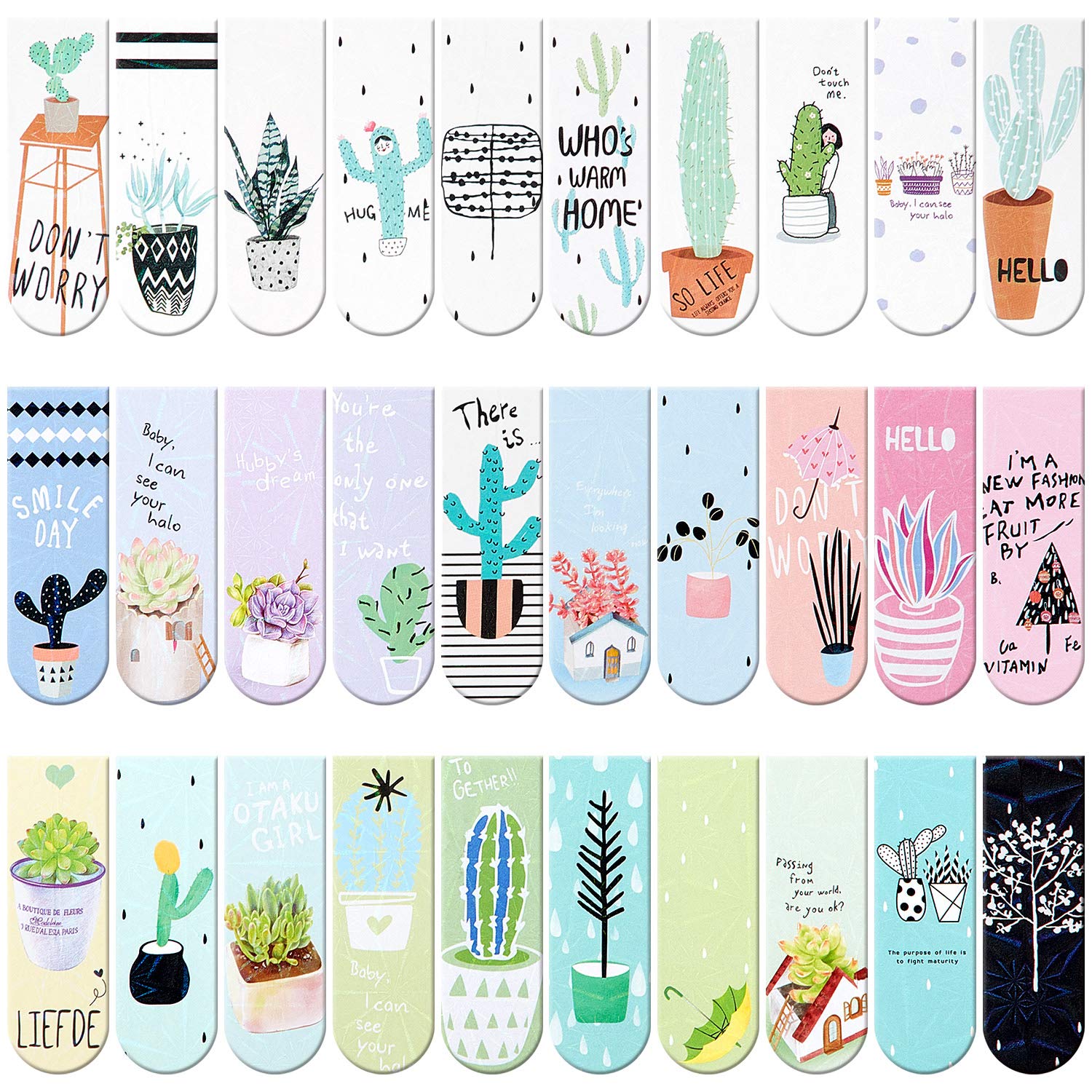 30 Pieces Magnet Magnetic Bookmarks Cute Magnet Page Markers Page Clips Bookmark For Student Office Reading Stationery (Plant)