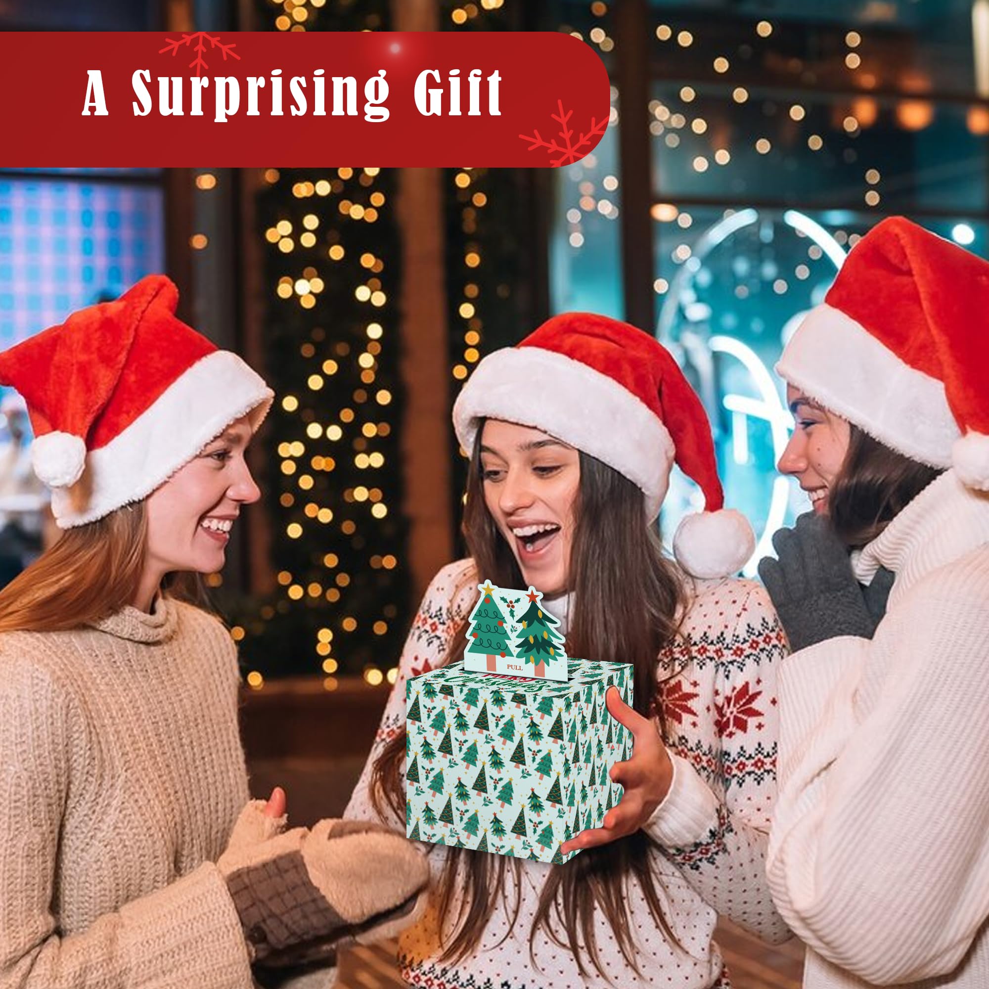 Fun For Women Men - Merry Christmas Day Money Box For Cash Gift Set Included Merry Christmas Card And 35Pcs Transparent Bags, Su