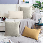 Brawarm Chenille Throw Pillow Covers 16X16 Inches - Taupe Chenille Pillow Covers Pack Of 2, Solid Dyed Soft Chenille Pillow Case
