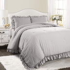Lush Decor Reyna Ruffle Comforter Set - 3 Piece Cozy Ruffled Bedding Set - Timeless Elegance And Comfort For Bedroom - King, Lig