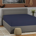 100% Cotton Twin Dark Blue Fitted Sheet Only, Lightweight Back To School College Essentials Mattress Fitted Sheet (39    W X 75