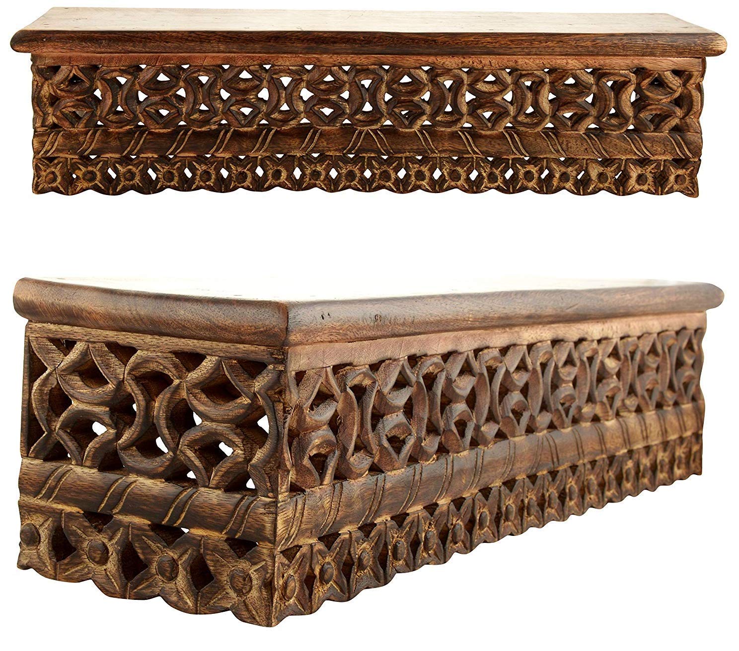 WOODENCLAVE Handmade Wooden Wall Bracket Wall Decoration Wall Shelf/Shelves for Living Room (Brown)