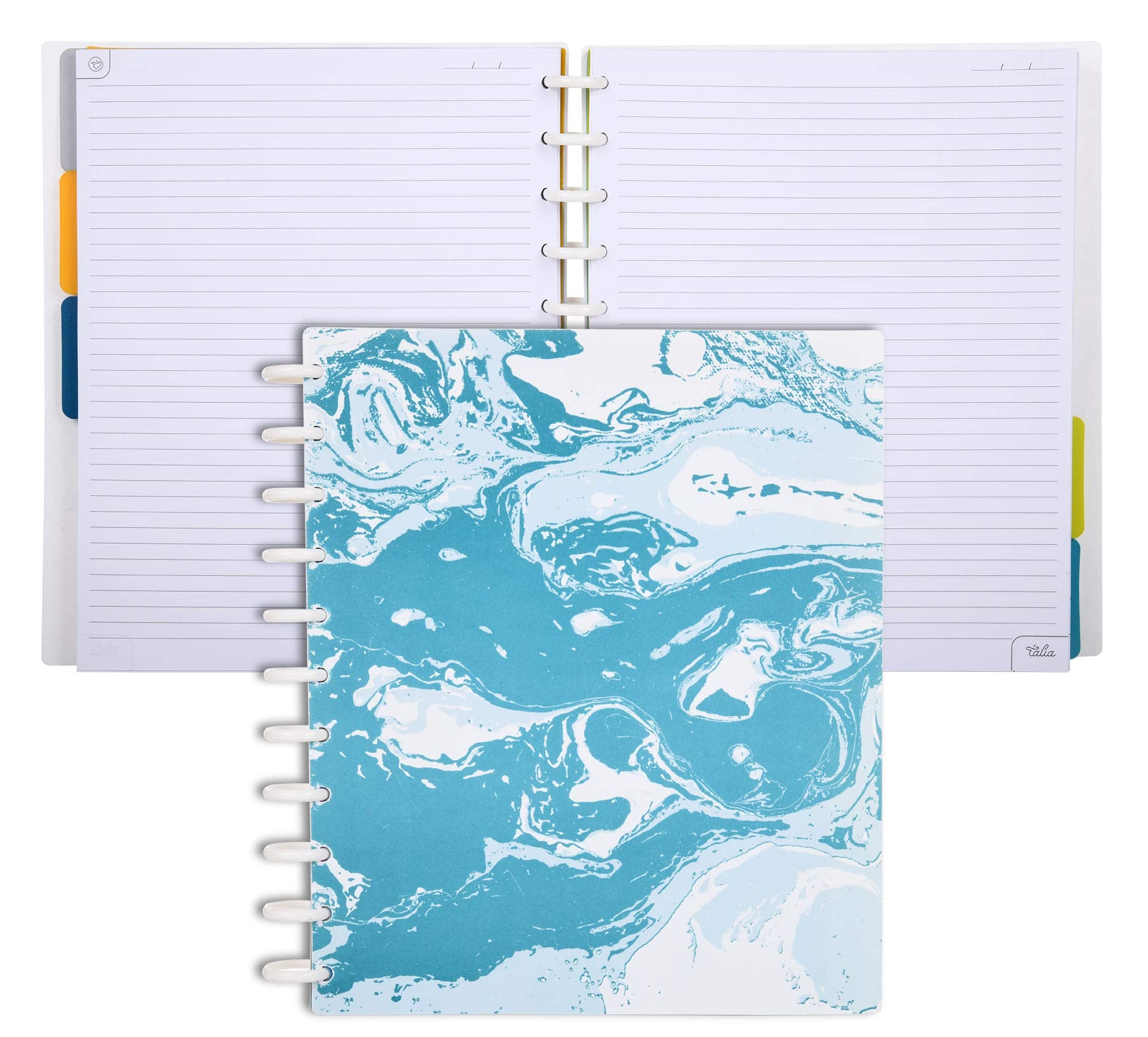 Talia Discbound Notebooks, Planner, Customizable, (Teal Marble Flow, Letter (8.5In X 11In))