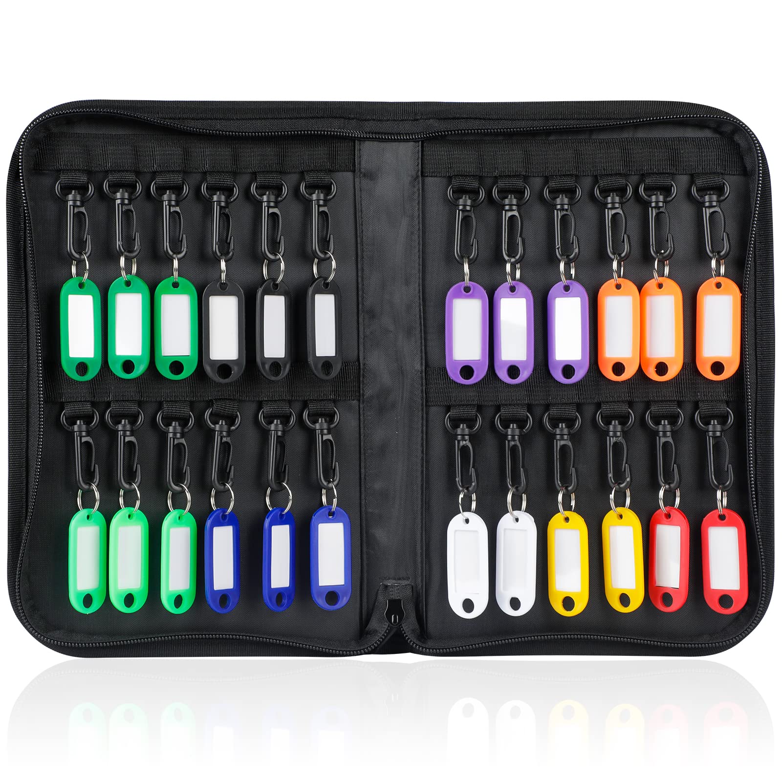 Uniclife Zippered Key Case Organizer Waterproof And Fireproof Key Binder With 24 Hooks And Tags Portable Key Storage Book For Of