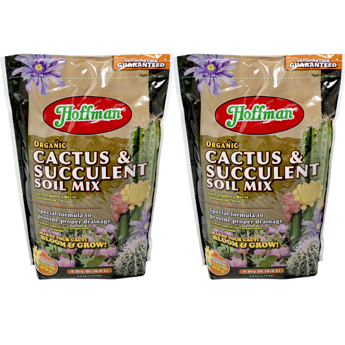 Hoffman Organic Cactus And Succulent Soil Mix To Provide Proper Drainage And Improve Growth In Cacti, 4Qts, 2 Pack