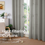 Bgment Faux Linen Curtains 90 Inches Long Set Of 2 Panels, Living Room Long Curtains Burlap Textured Thick Light Filtering Privacy Grommet Window Treatments, 52 X 90 Inch, Grey