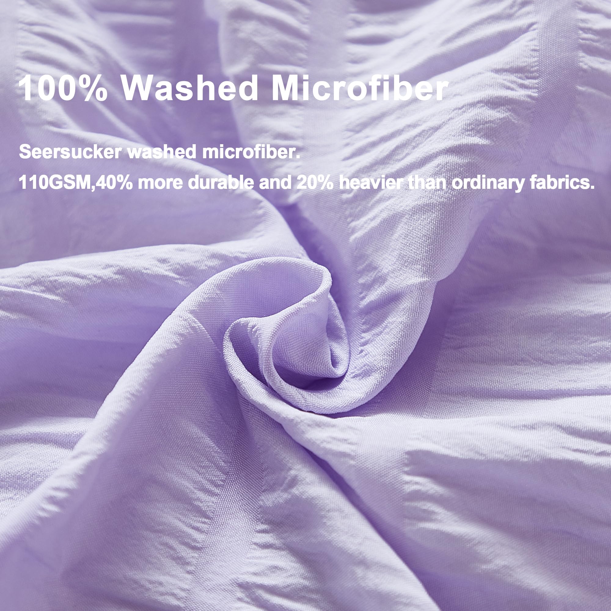 Avelom Lavender Purple Seersucker Duvet Cover Set Queen (90 X 90 Inches), 3 Pieces (1 Duvet Cover + 2 Pillow Cases), Ultra Soft Washed Microfiber, Textured Duvet Cover With Zipper Closure, Corner Ties