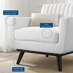 Modway Engage Channel Tufted Fabric Armchair in White
