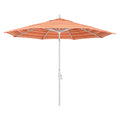 California Umbrella 11' Round Aluminum Market Umbrella, Crank Lift, Collar Tilt, White Pole, Sunbrella Dolce Mango