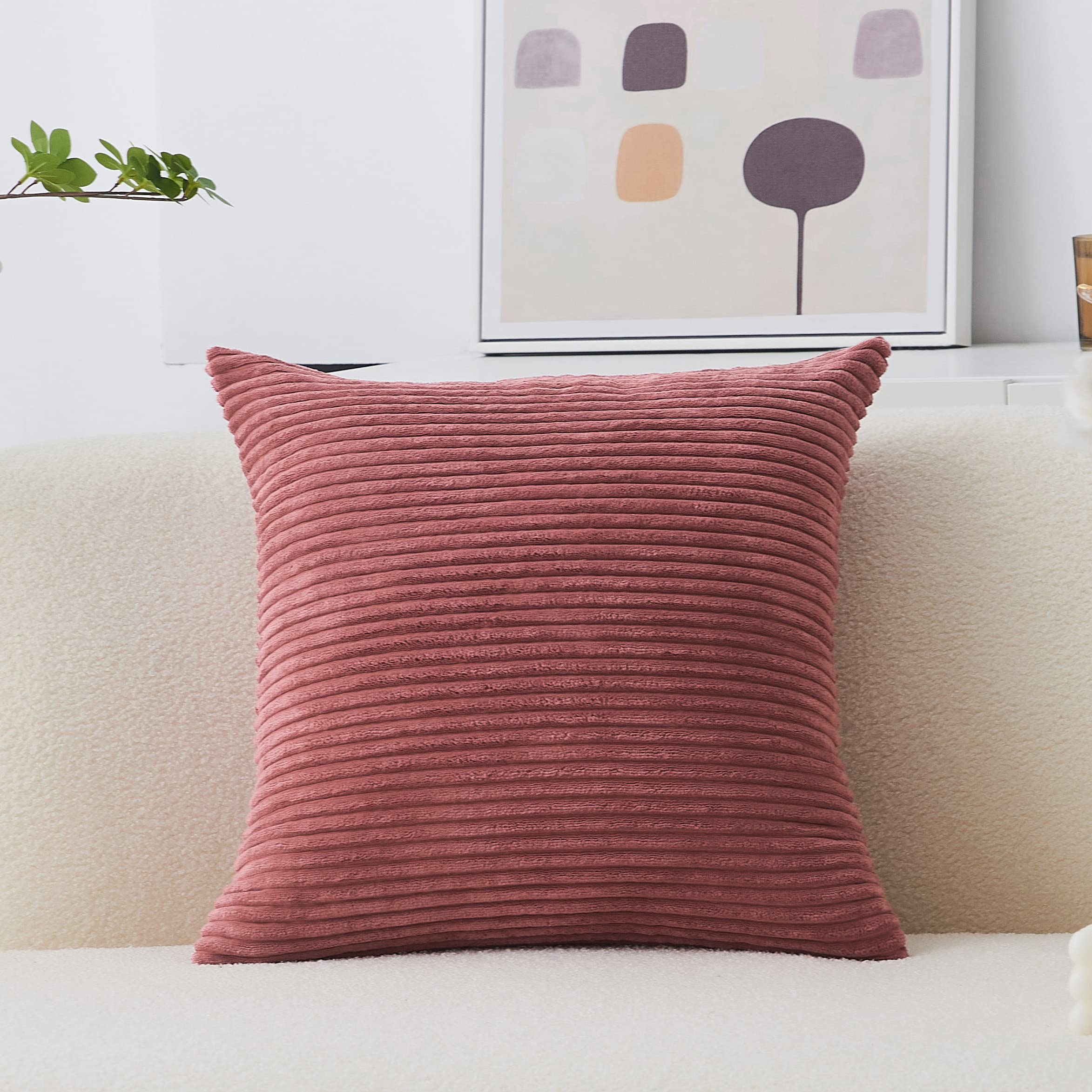 Home Brilliant Decorative Throw Pillows For Couch Large Solid Striped Corduroy Euro Cushion Cover Sham For Patio Wedding, 26 X 2