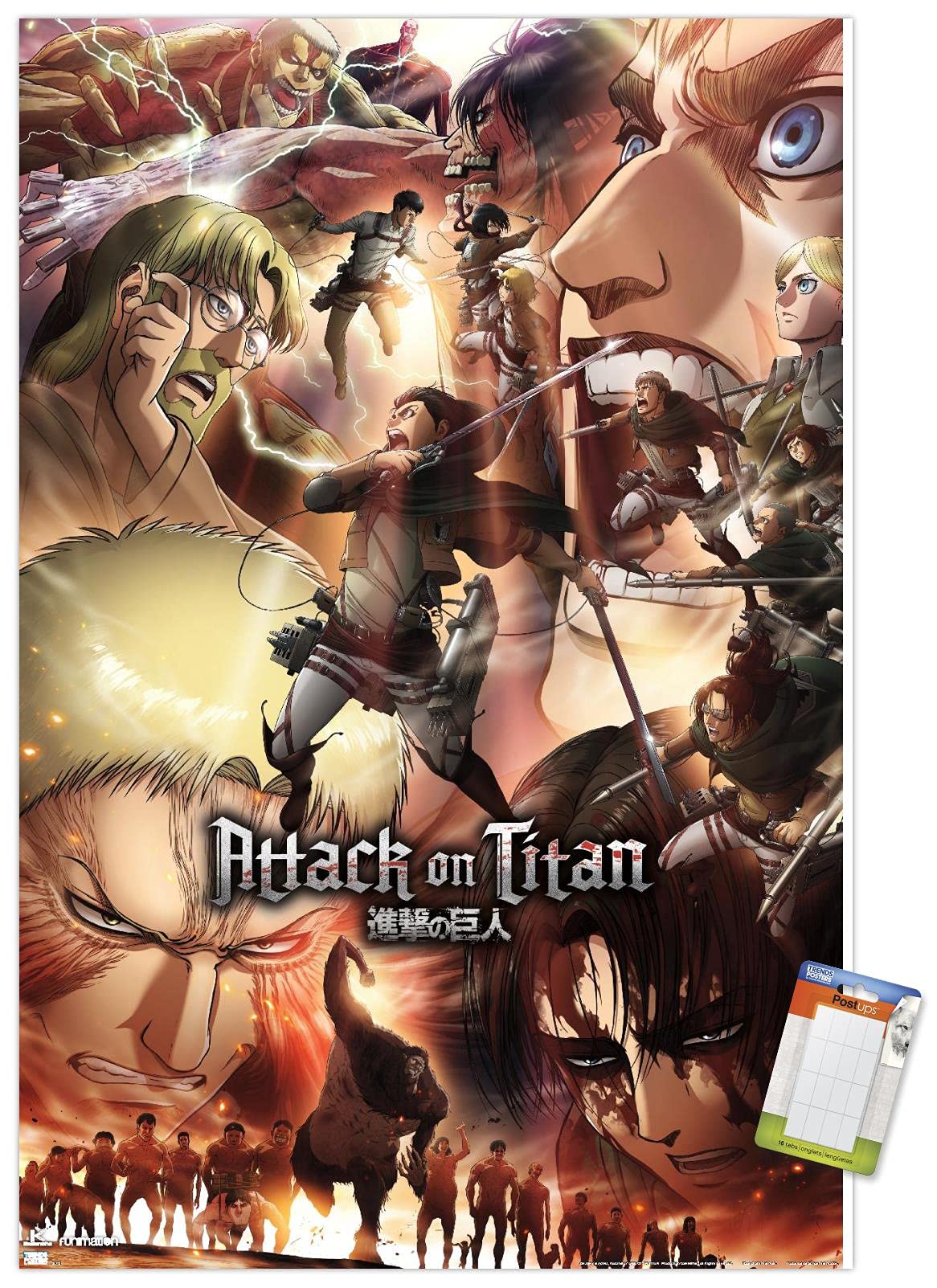 Trends International Attack on Titan: Season 3 - Key Art Wall Poster, 22.37 x 34.00, Poster & Mount Bundle