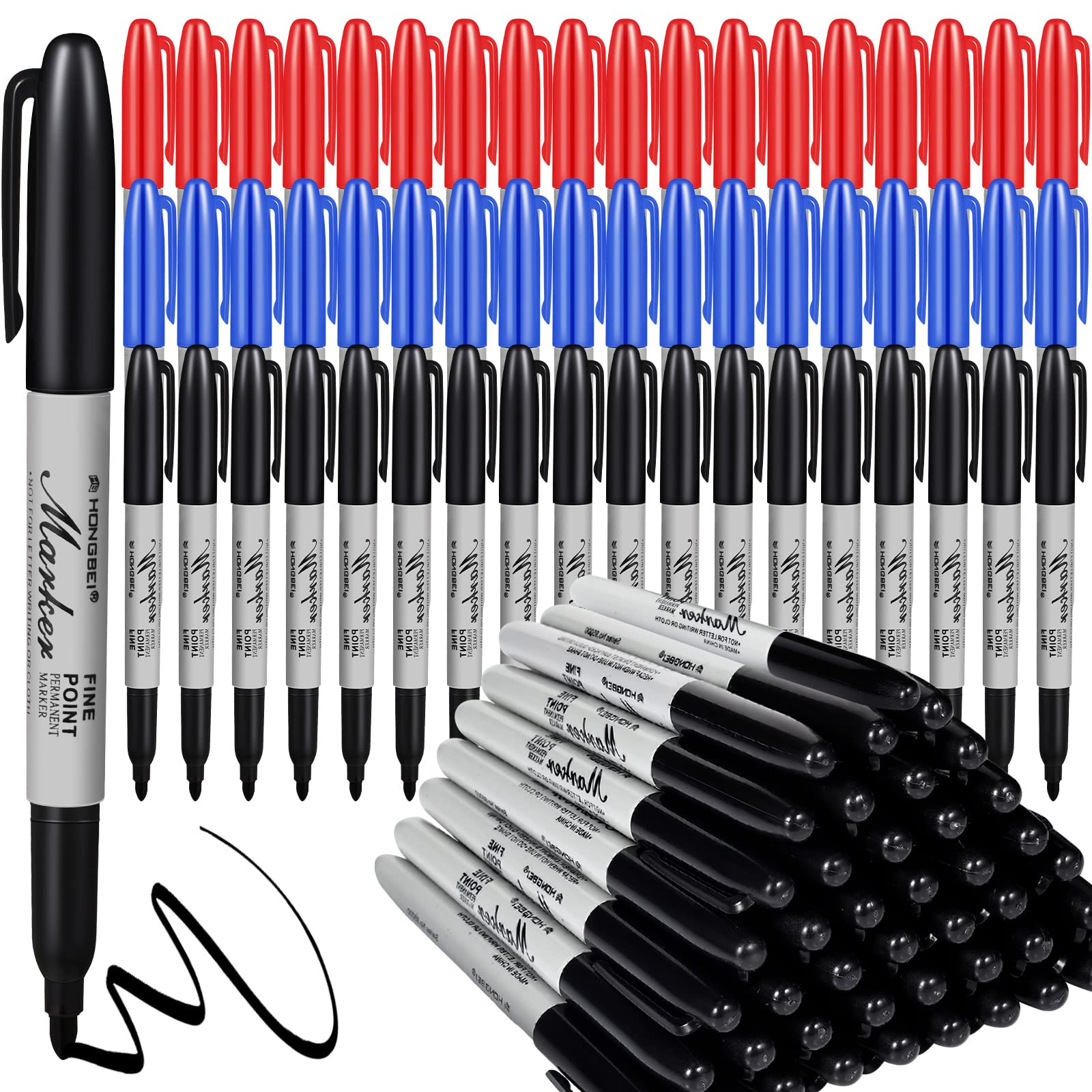 Yahenda 150 Pack Permanent Markers Bulk Permanent Marker Set Fine Point Marker Pens Work On Wood, Metal, Stone, Glass Waterproof