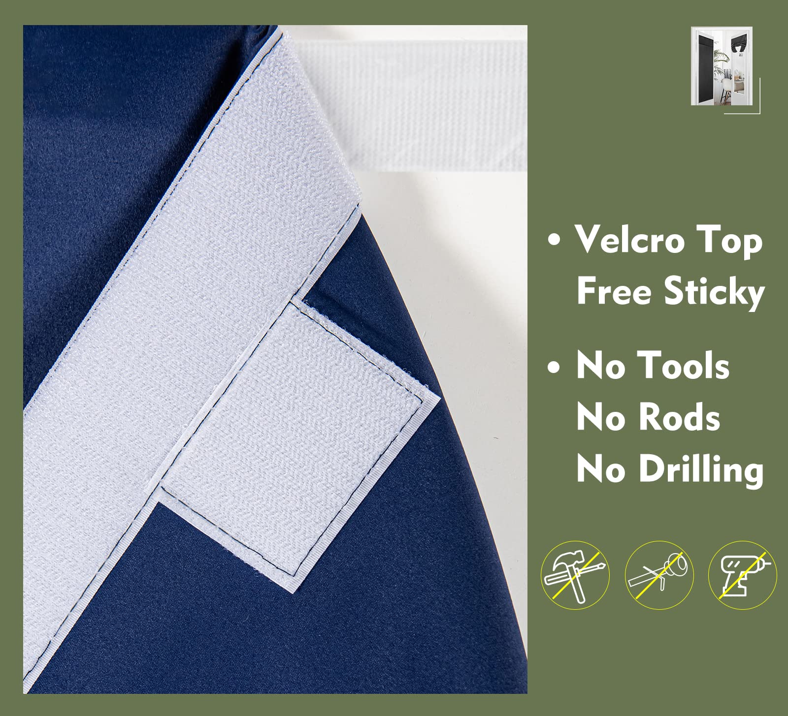 Pi Blackout Small Door Curtain,Privacy Thermal Insulated Door Window Curtain For Small Window/Small Front Door/Office 1 Panel (W26Xl20,Navy)