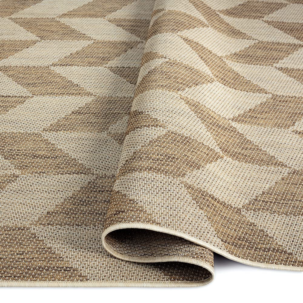 Nicole Miller New York Patio Country Calla Contemporary Herringbone Indoor/Outdoor Area Rug, Brown/Beige, 7'9'X10'2'