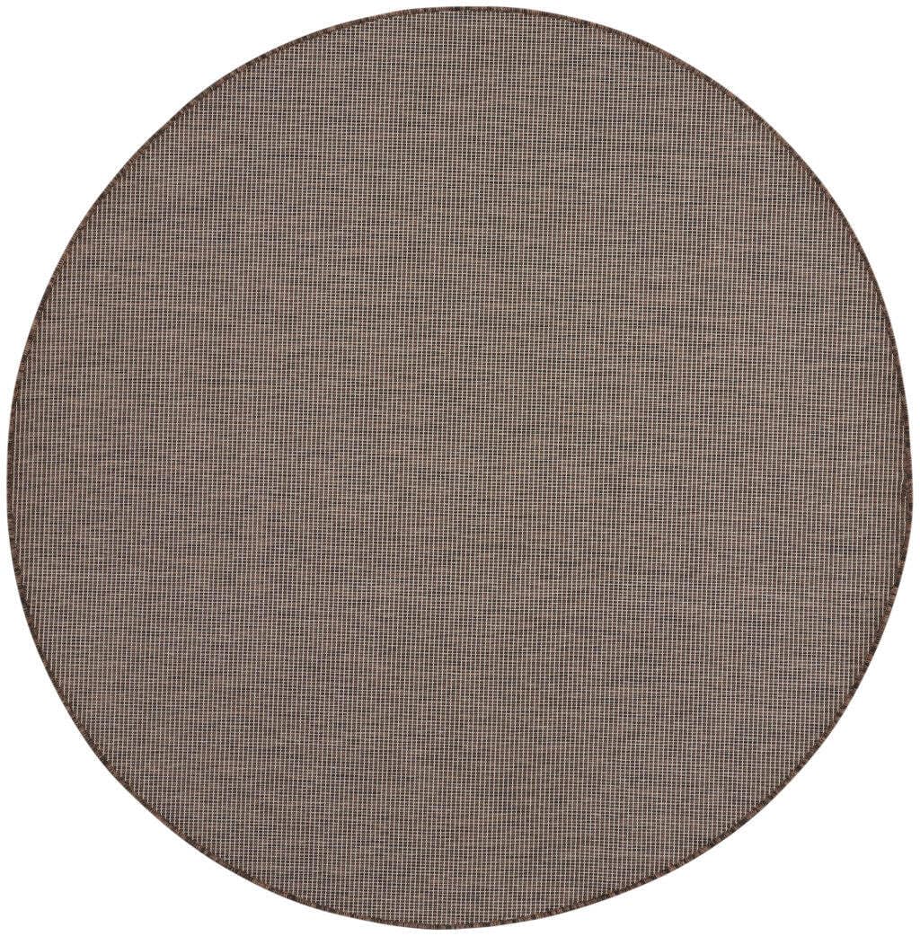 HomeRoots 522491 8 ft. Brown Power Loom Round Area Rug