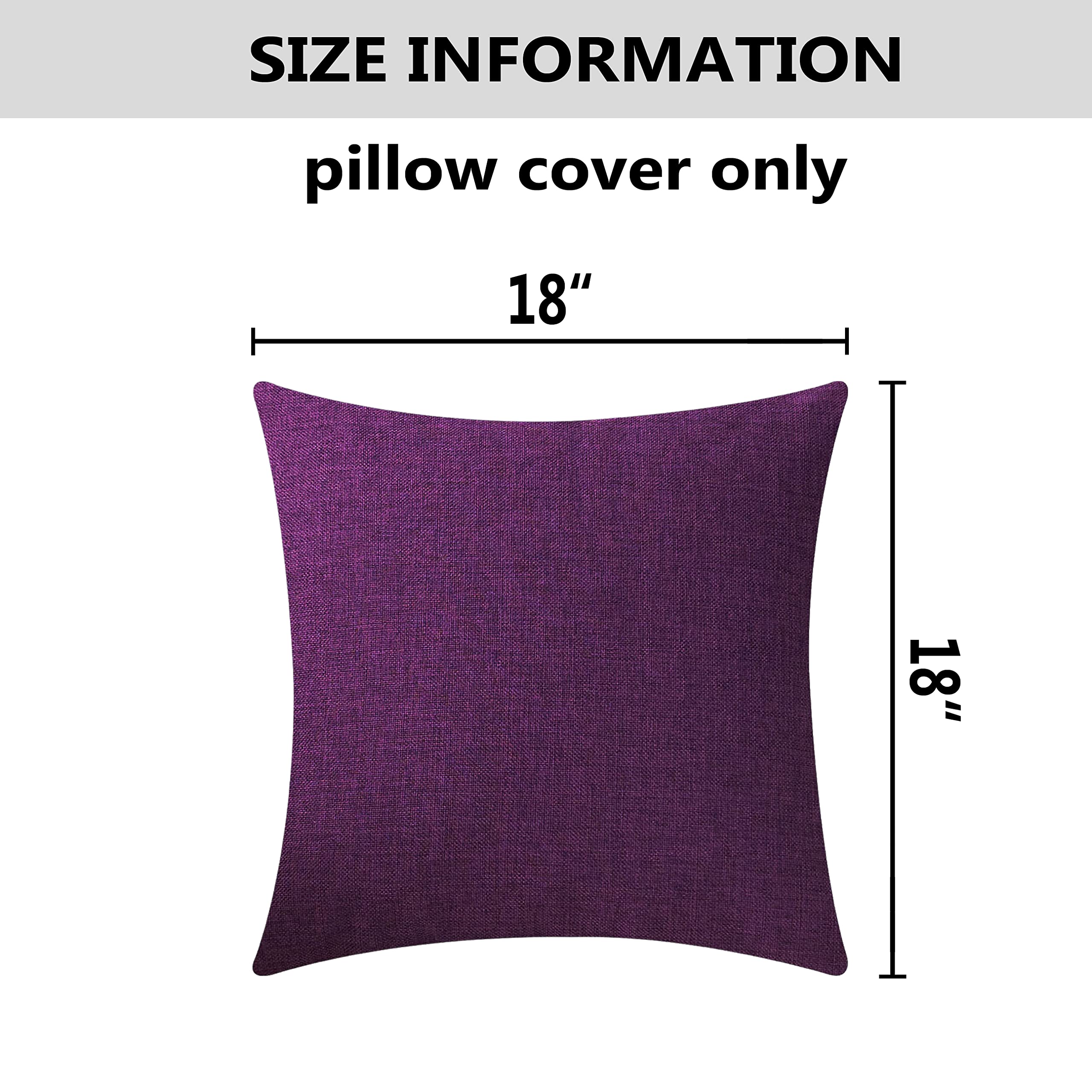 Home Brilliant Purple Pillow Covers 18X18 Decorative Pillows For Living Room 2 Pack Burlap Linen Cushion Cover For Couch Bench O