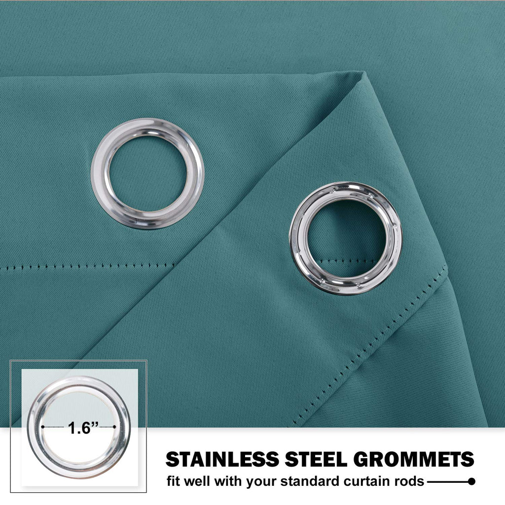 Nicetown Blackout Kitchen Tiers Window Curtains - Grommet-Top Window Treatment Curtain Valances Draperies Panels For Bathroom/Nursery, 2 Pcs, 52 Inches Wide X 24 Inches Long, Sea Teal