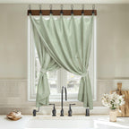 Koufall Sage Green Tab Top Linen Blend Curtains For Living Room 52X54 Inches Long