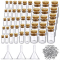Sherli 45 Pcs Mini Tiny Glass Jars Small Glass Bottles with Cork Stoppers Spell Jars with 50 Pcs Eye Screws and 3 Pcs Funnels Ti