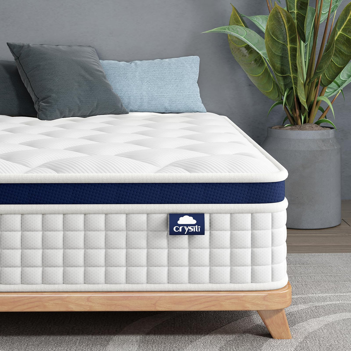 Crystli Queen Size Mattress, 13 Inch Memory Foam Mattress Bed in A Box, Innerspring Hybrid Queen Size Mattress for Pressure Reli