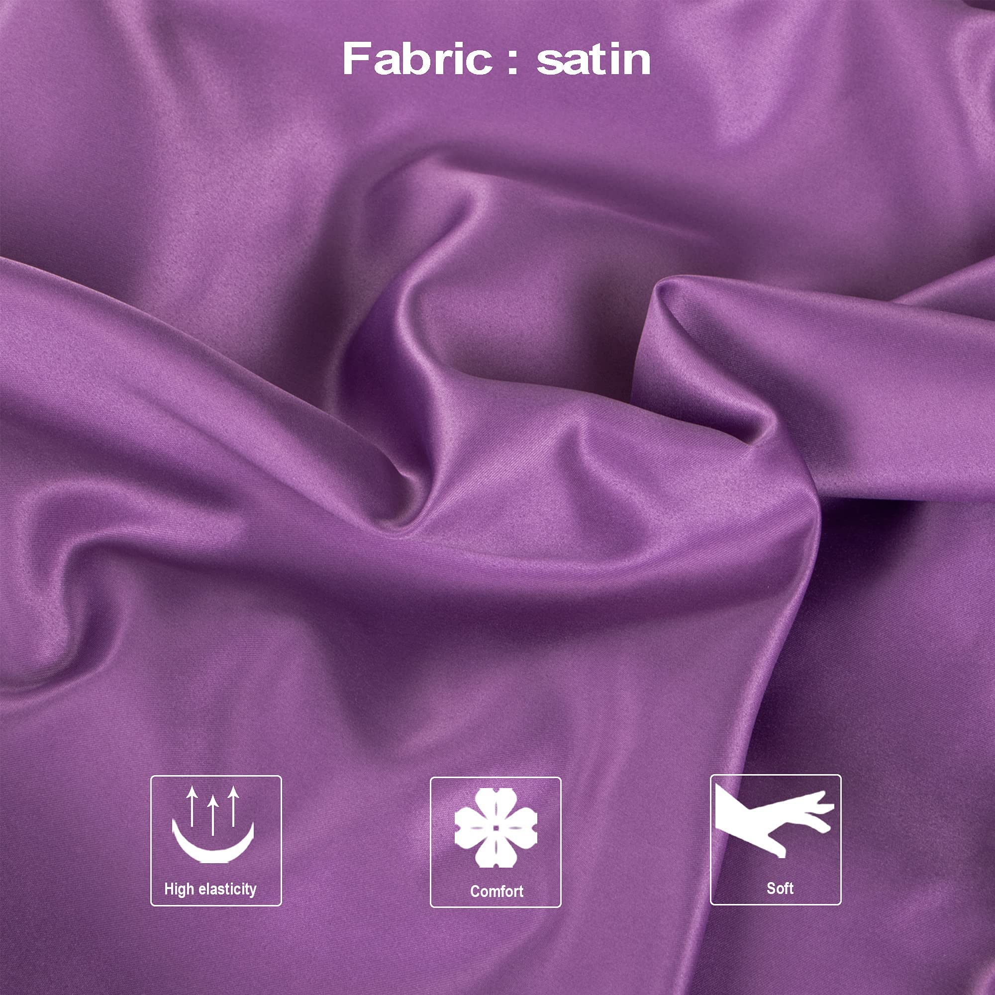 Ntbay Zippered Satin Pillow Cases For Hair And Skin, Luxury King Hidden Zipper Pillowcases Set Of 2, 20X36 Inches, Purple
