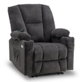 MCombo Fabric Electric Power Recliner Chair with Heat and Vibration, Cup Holders, USB Charge Ports, Extended Footrest, Cloth Pow