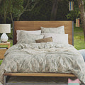 Ecocott 3 Pieces Duvet Cover Set With Vintage Green Leaves Pattern 100% Natural Cotton, Ultra Soft And Easy Care Breathable Cozy