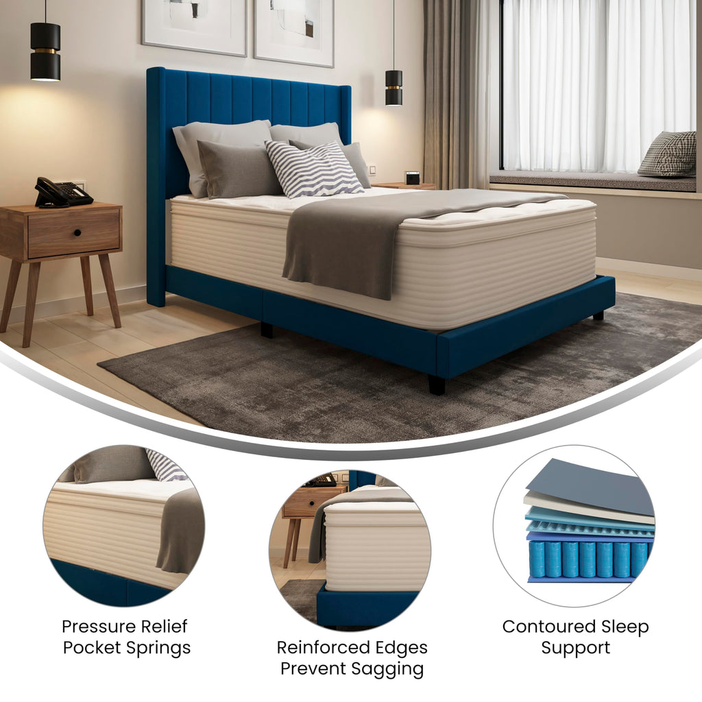 Flash Furniture Vista Hospitality Grade Commercial Mattress in a Box 14 Inch, Premium Memory Foam Hybrid Pocket Spring Mattress, Reinforced Edge Support, Full, White