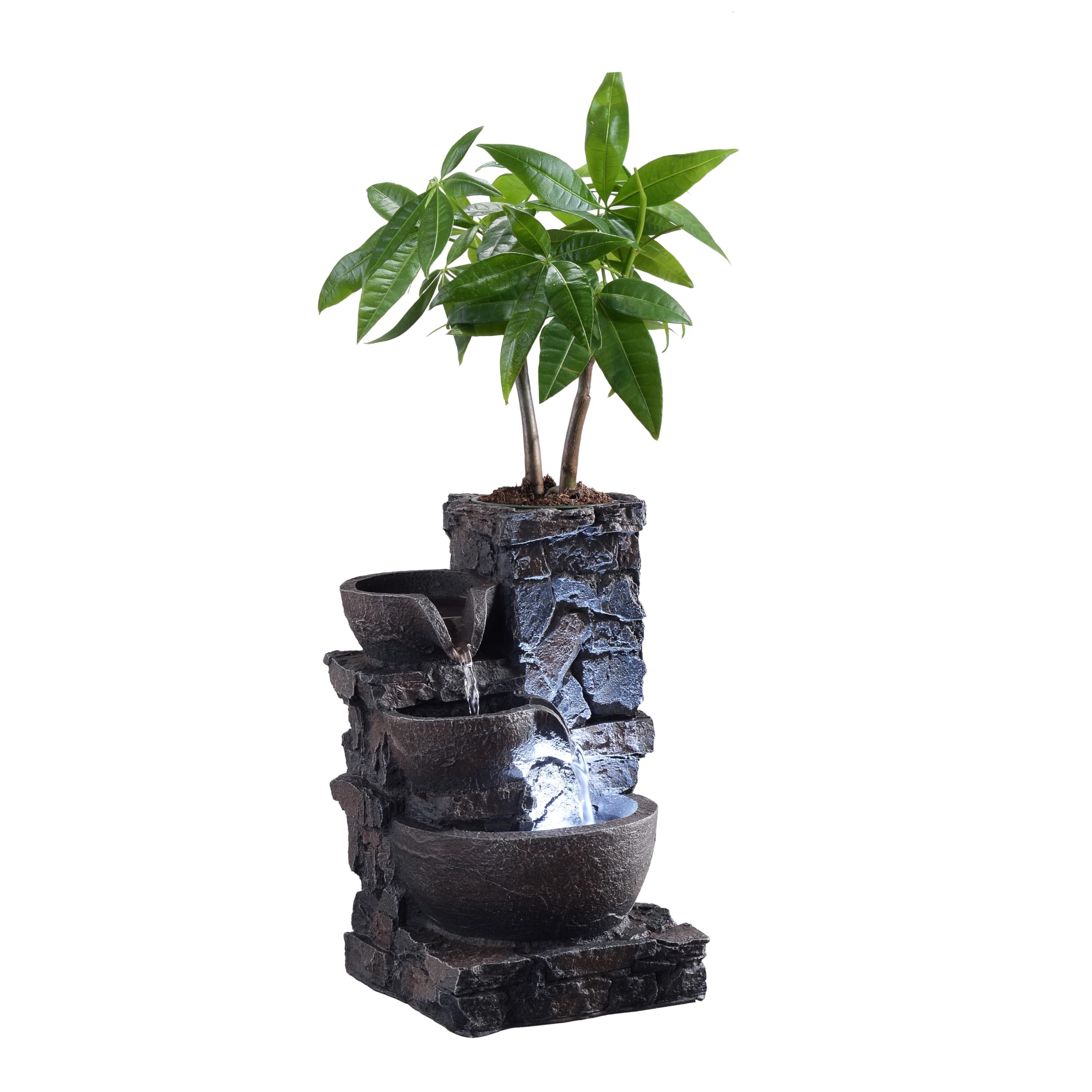 MAOCHI Indoor Tabletop Fountain Waterfall Meditation Exquisite Meditation Desk Water Decorative Zen Fountain Office and Home Dec