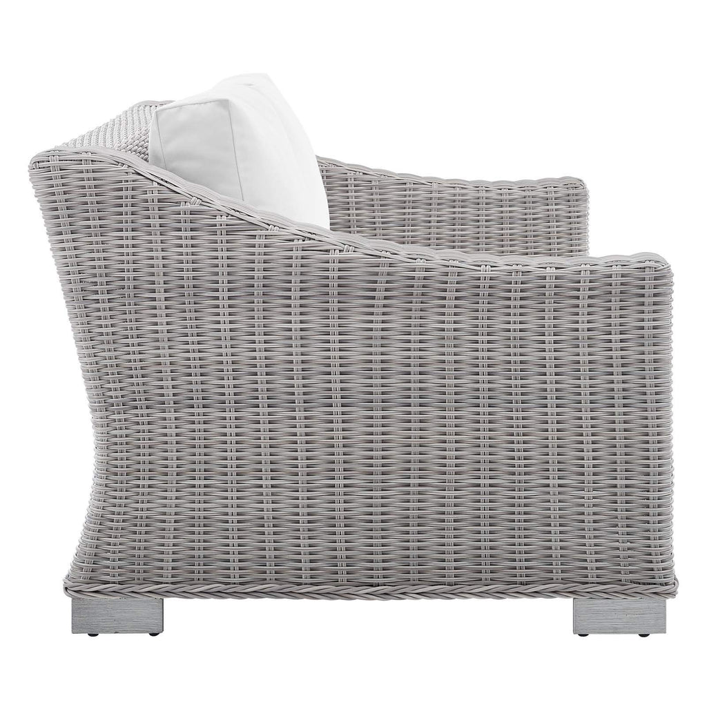 Modway Eei-3973-Lgr-Whi Conway Sunbrella Outdoor Patio Wicker Rattan, Loveseat, Light Gray White