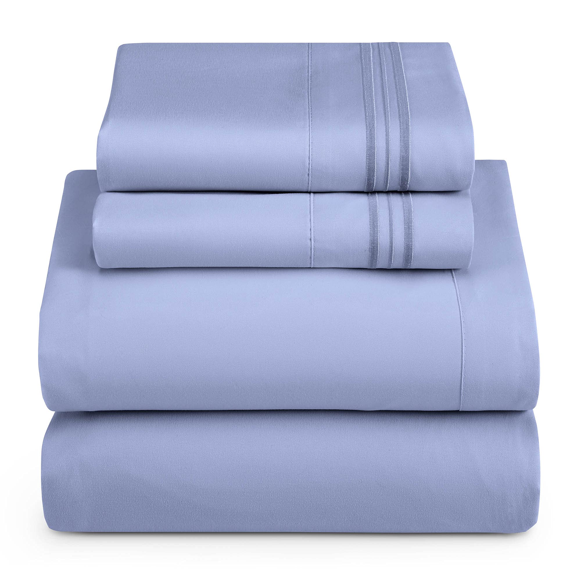 Hearth & Harbor Twin Size Sheets - 3 Piece Bed Sheet Set, Hotel Luxury Double Brushed Bed Sheets - Extra Soft Bedding Sheets & Pillowcases, Twin, Steel