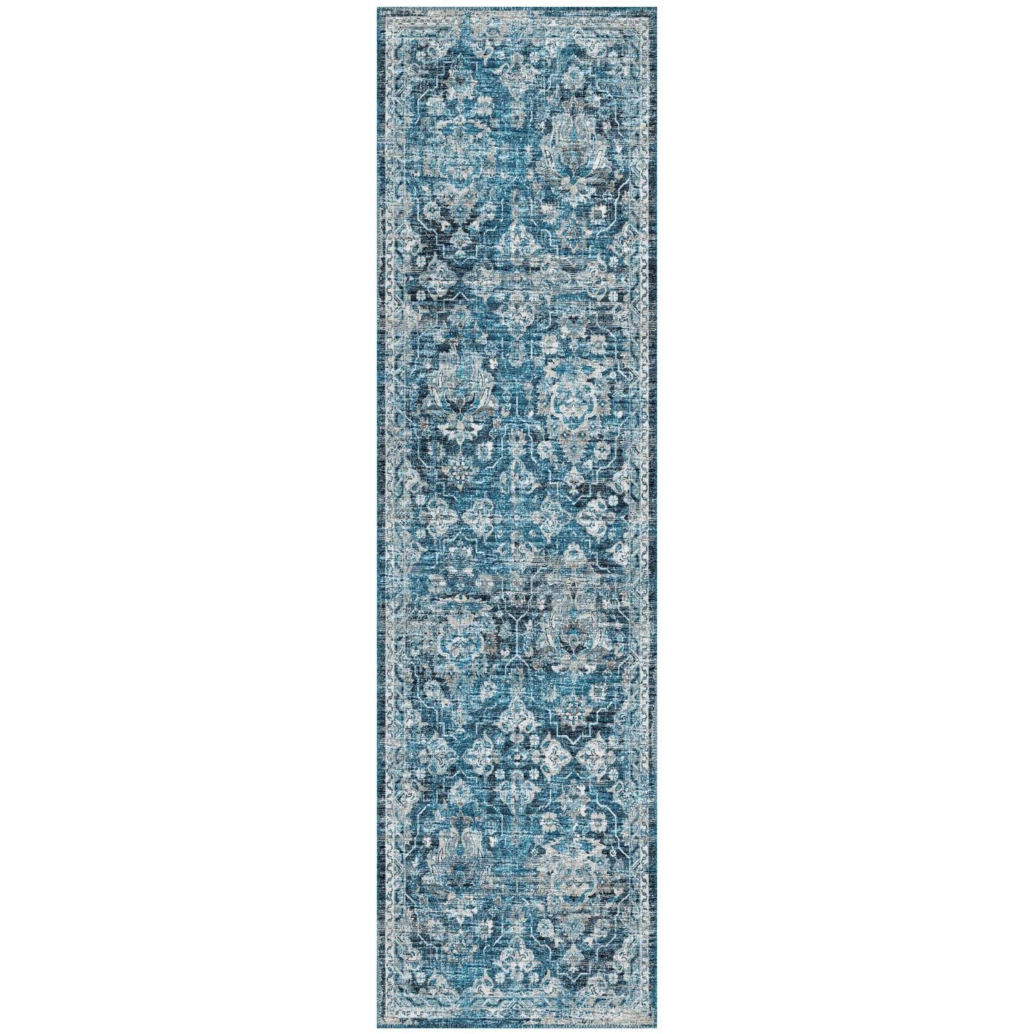 Marbella MB4 Blue Traditional Rug Runner 2 3 X 12
