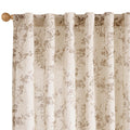 Lazzzy Linen Farmhouse Curtains Taupe Floral Curtains 63 Inch Long Back Tab Drapes for Living Room Bedroom Light Filtering Count