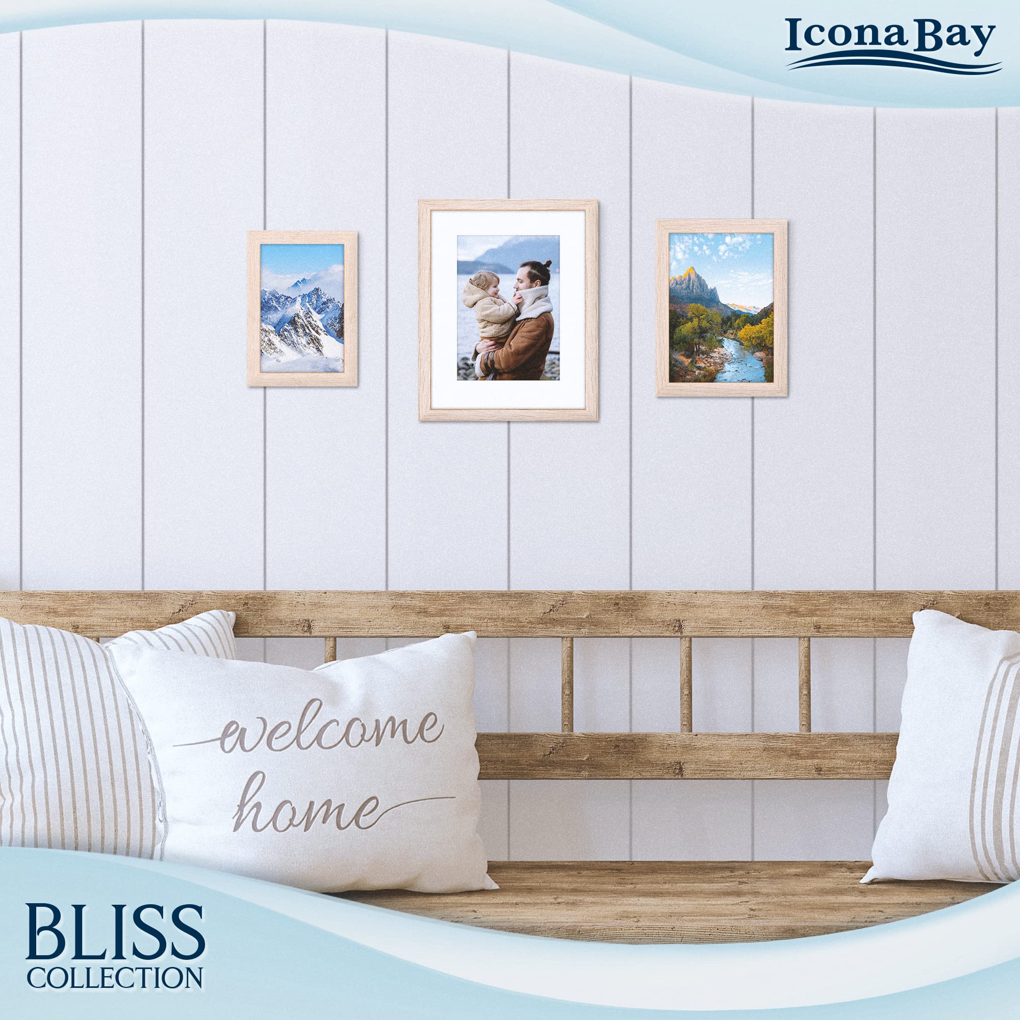 Icona Bay 4X6 Light Oak Picture Frame, Modern Style Wood Composite Frame, Table Top Or Wall Mount, Bliss Collection