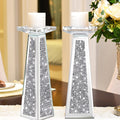 Wocred 2 Piece Candlestick Holders for Holding Pillar Candles, Crystal Crushed Diamond Candle Holders Set Decor for Dinning Room