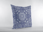 HomeRoots Indigo On White Broadcloth 16â€ Indigo White Boho Ornate Indoor Outdoor Throw Pillow