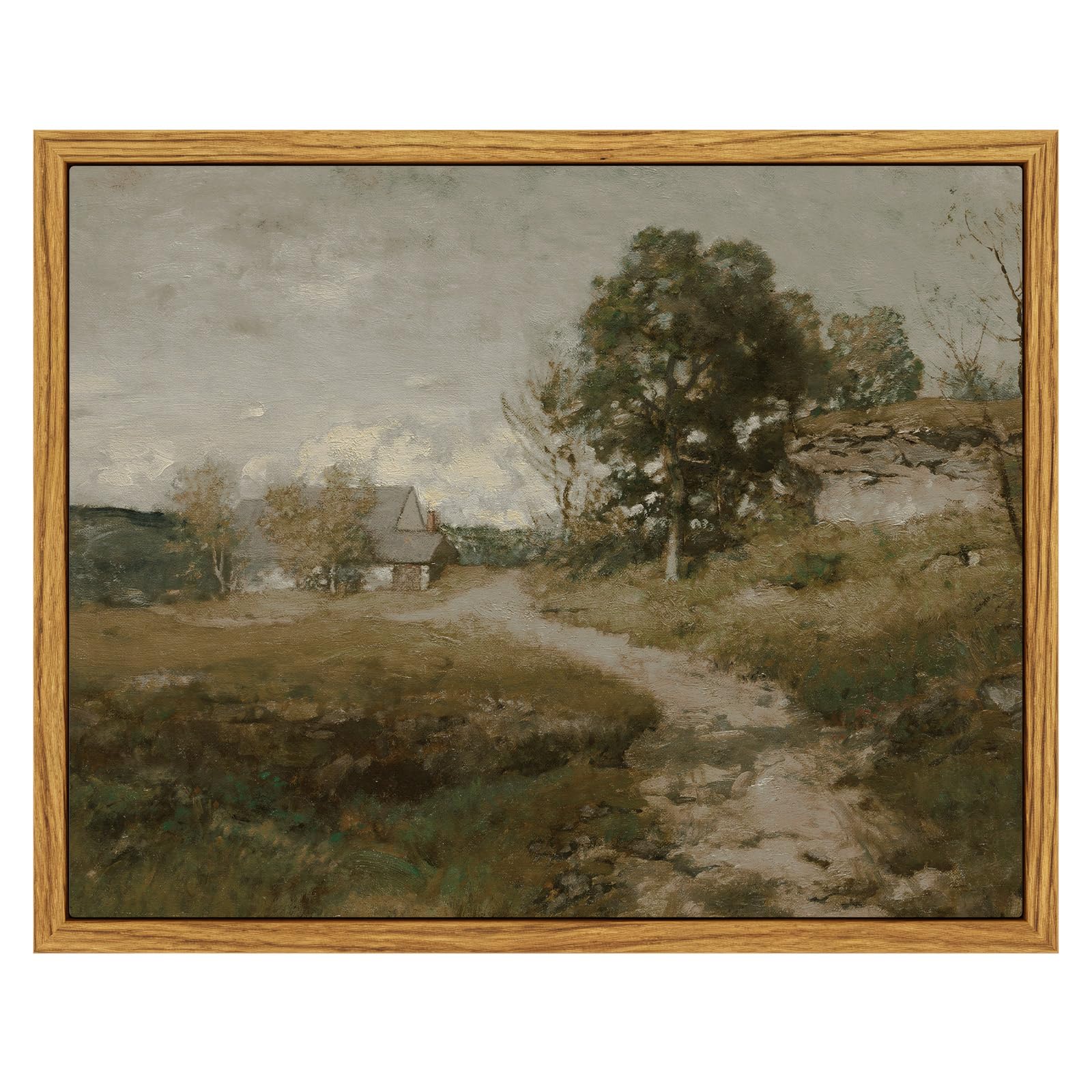 InSimSea Framed Canvas Wall Art Vintage Decor, Retro Wall Art for Living Room Bedroom Decor, Vintage Outskirts Painting Prints F