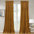 Stangh Mustard Gold Velvet Curtains 96 - Privacy Room Darkening Curtains For Bedroom/Sliding Door, Gold Backdrop Curtain Panels