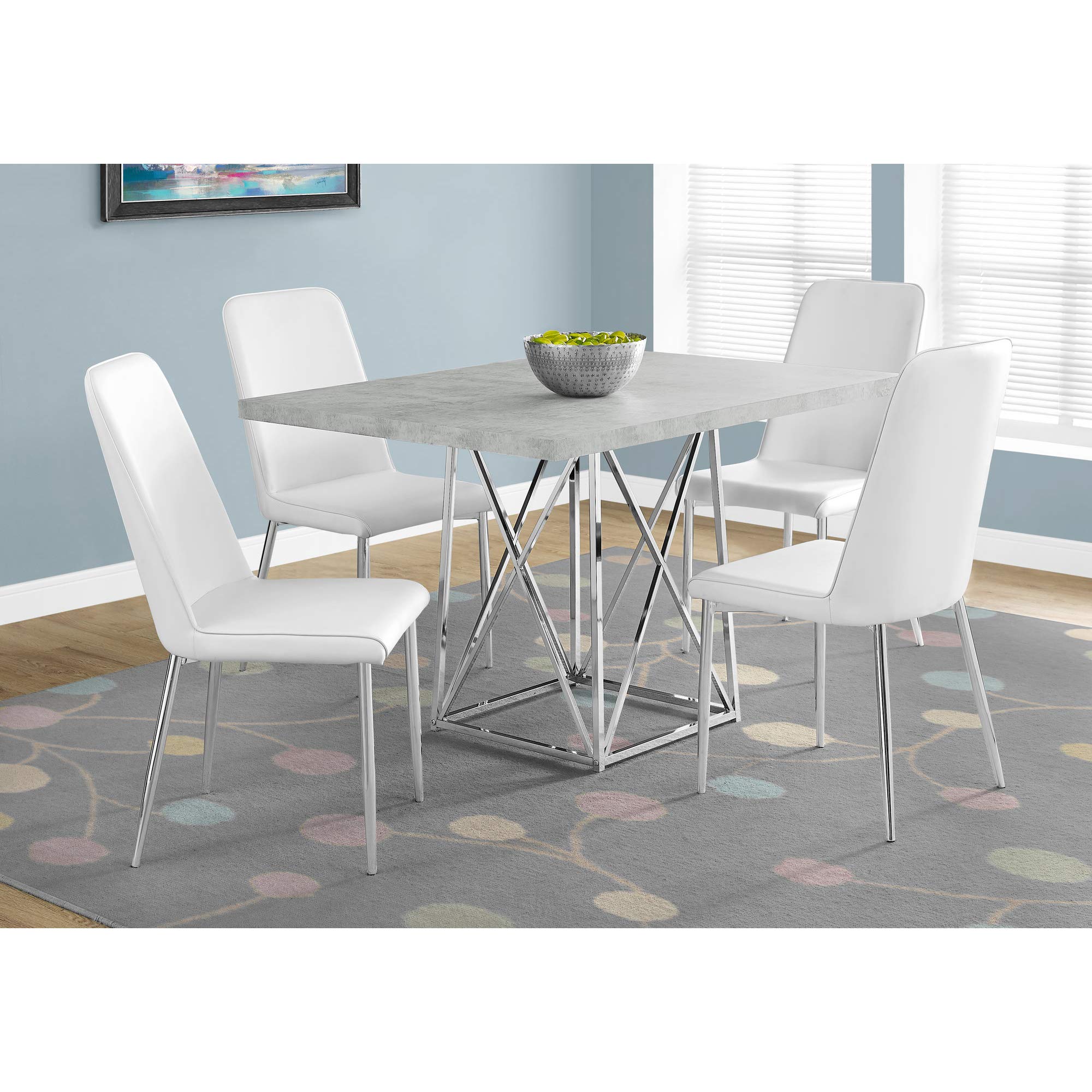 Monarch Specialties I Dining Table Metal Base, 36&quot; X 48&quot;, Grey Cement/Chrome