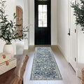 Vintage Design Flower Area Rug Distressed Carpet Multi 2x6 Cover Print Rug Kitchen Living Room Bedroom Dining Room,Blue