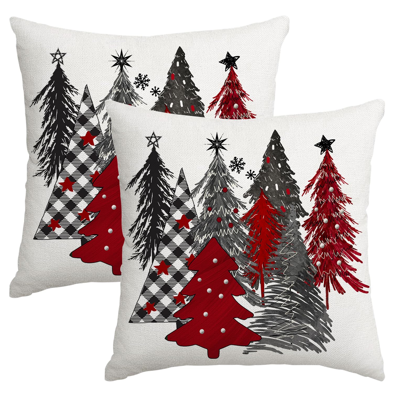 Artmag Christmas Pillow Covers 20X20 Inch Set Of 2 Christmas Tree Decorative Throw Pillow Covers Winter Christmas Cushion Cases