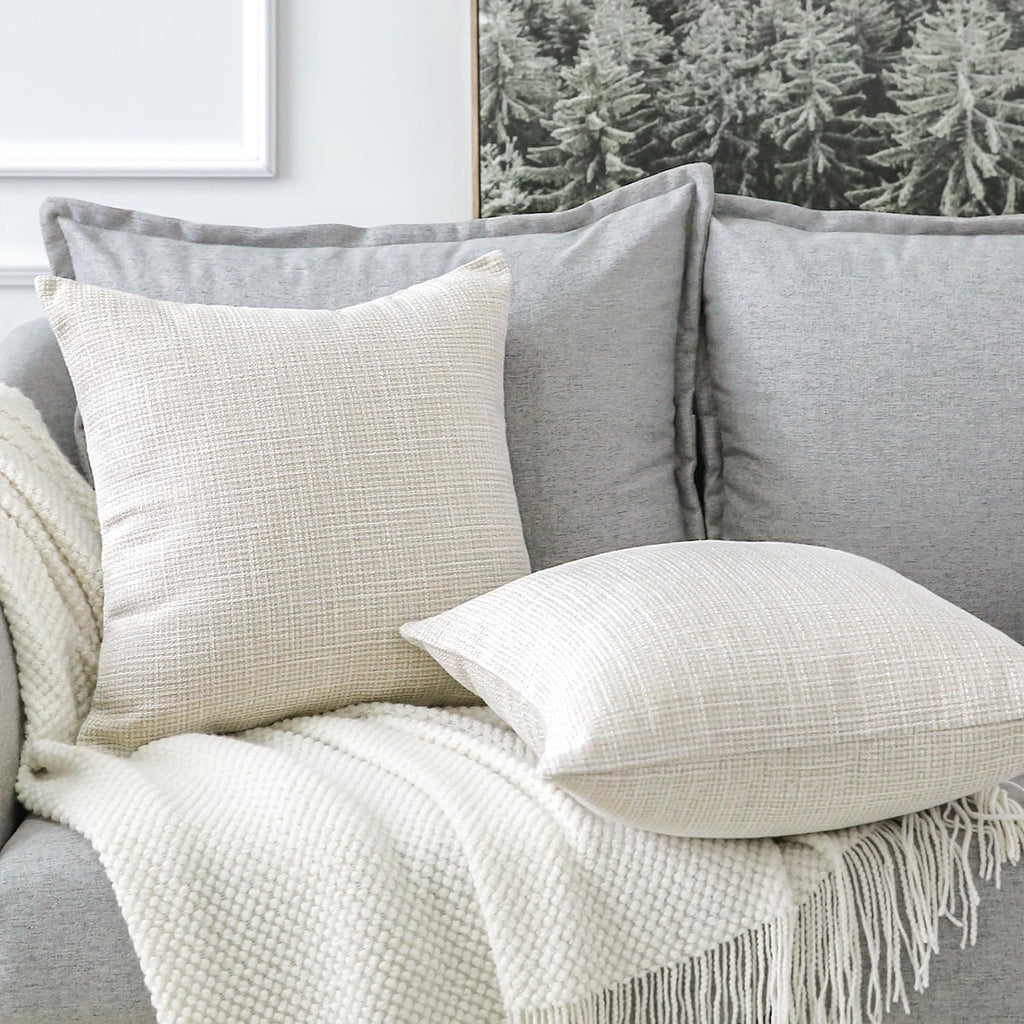 Otostar Linen Throw Pillow Covers Set Of 2 Decorative Square Pillowcases Cushion Covers 14X14 Inch For Home Decor Sofa Bedroom Car 35 X 35 Cm Beige