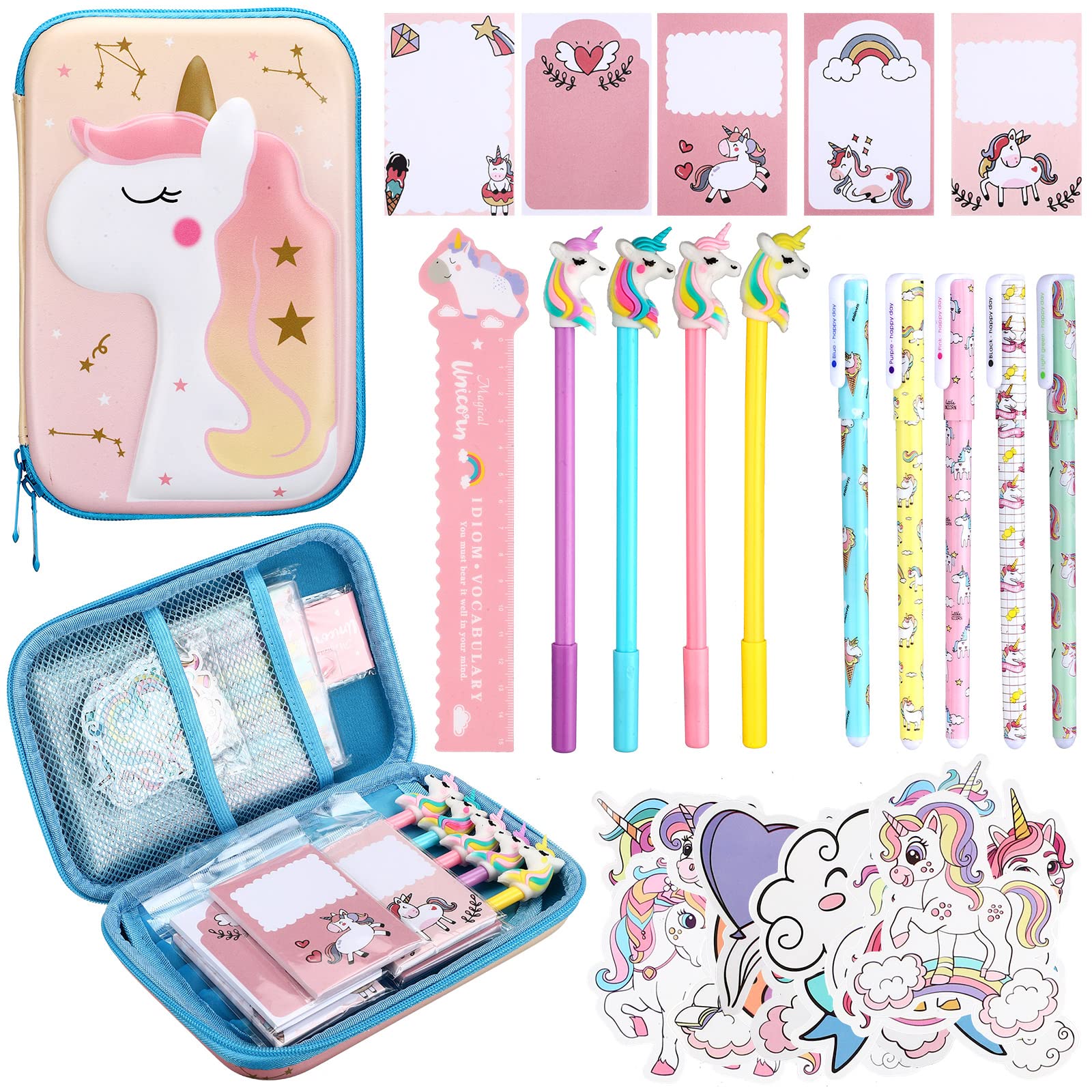 Honoson 317 Pcs Unicorn Stationary Set For Girls Cute Unicorn School Supplies Essentials Bundle Include Unicorn Pencil Case Gel