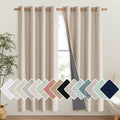 NICETOWN Cream Bedroom Full Blackout Linen Curtain Panels Set of 2, 52 by 72, Thick Insulated Classic Grommet Blackout Draperies
