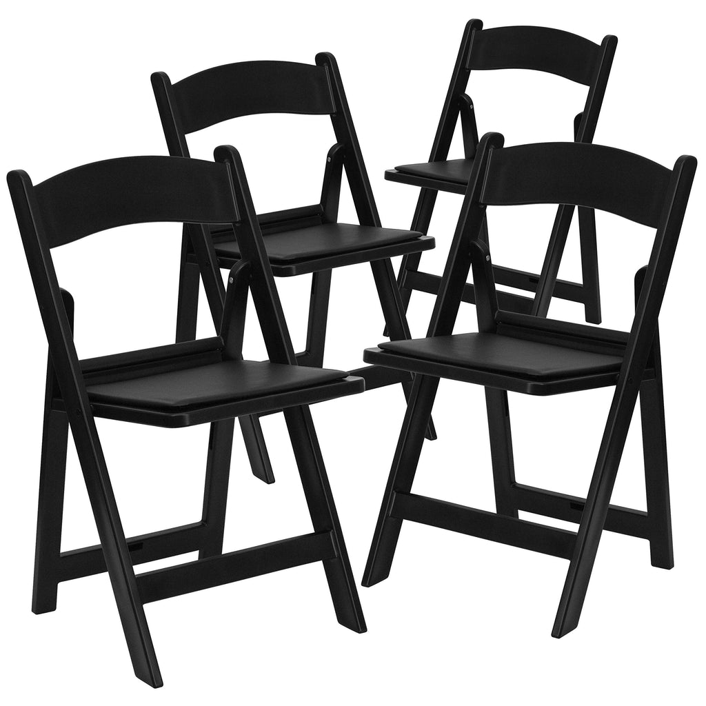 Flash Furniture Hercules Series Folding Chairs For Weddings And Formal Events, Stackable Commercial Event Seats With 1,000-Lb. Static Weight Capacity, Set Of 4, Black